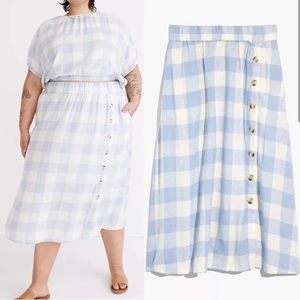 Madewell Blue Plaid MIDI Skirt (2x) Plus Size